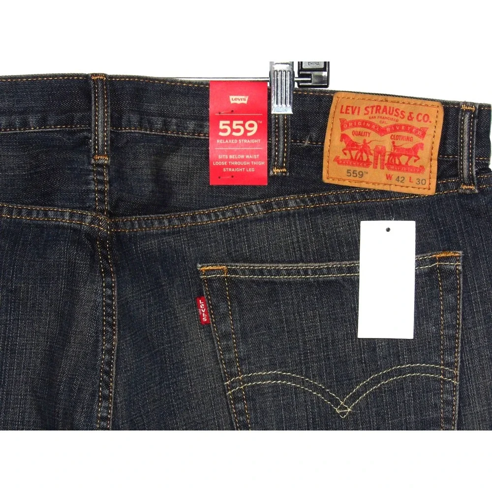 NEW! Levi's 559 Relaxed‎ Straight Leg Dark Wash Cotton Jeans Men's 42 X 30 NWT!